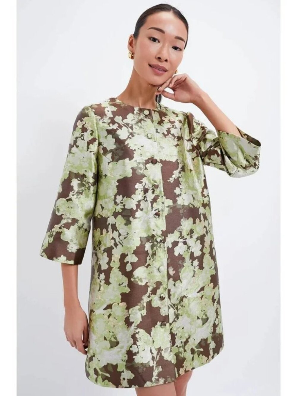 Ellesmere Jacquard Millie Coat Dress Brown Green Jacquard / Medium NWT